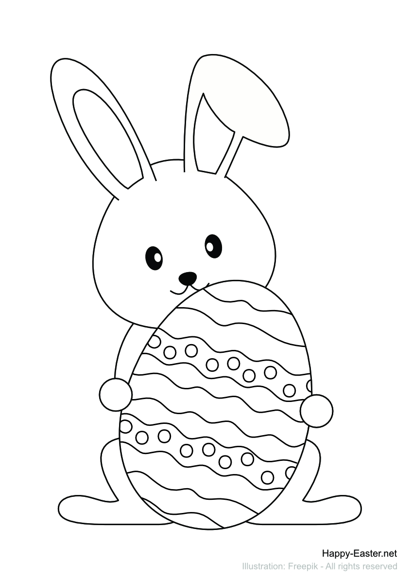 Free Printable Coloring Page Cute Bunny With Decorated Egg Free Printable Coloring Page Cute Bunny With Decorated Egg