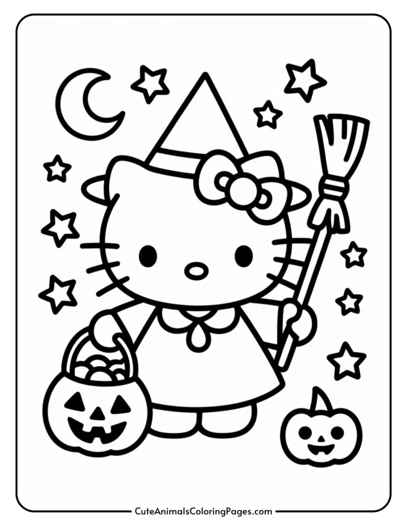 Free Printable Hello Kitty Halloween Coloring Pages 7 Pages Cute Animals Coloring Pages
