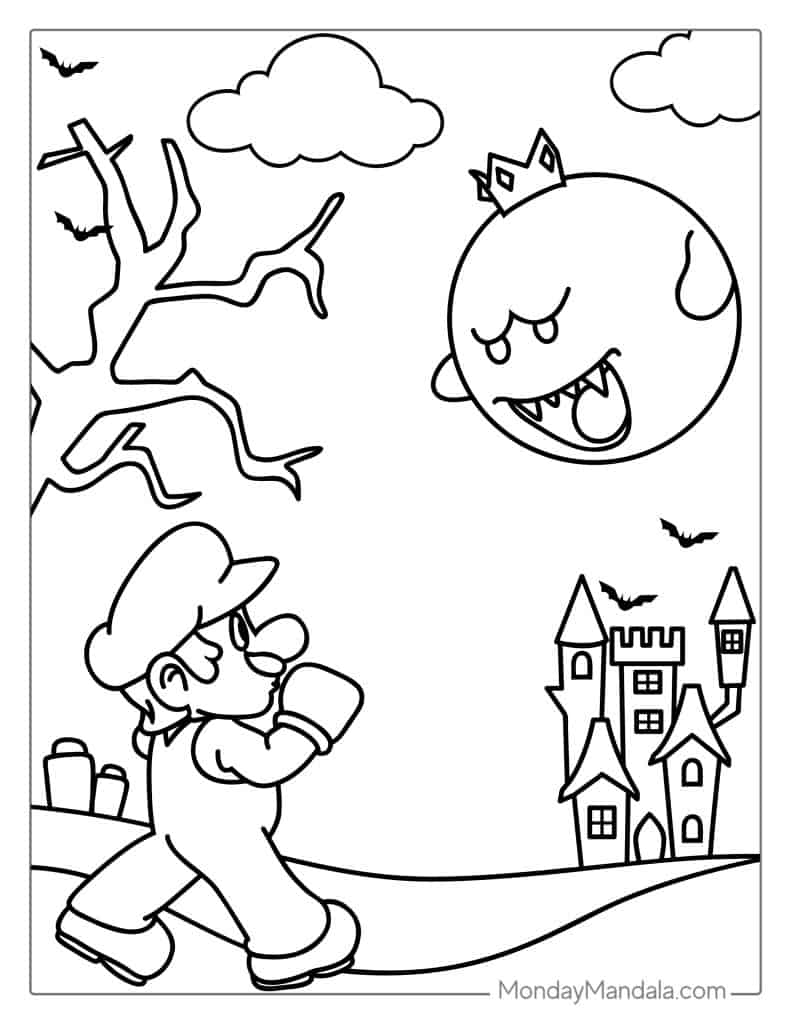 halloween mario coloring pages halloween mario coloring pages