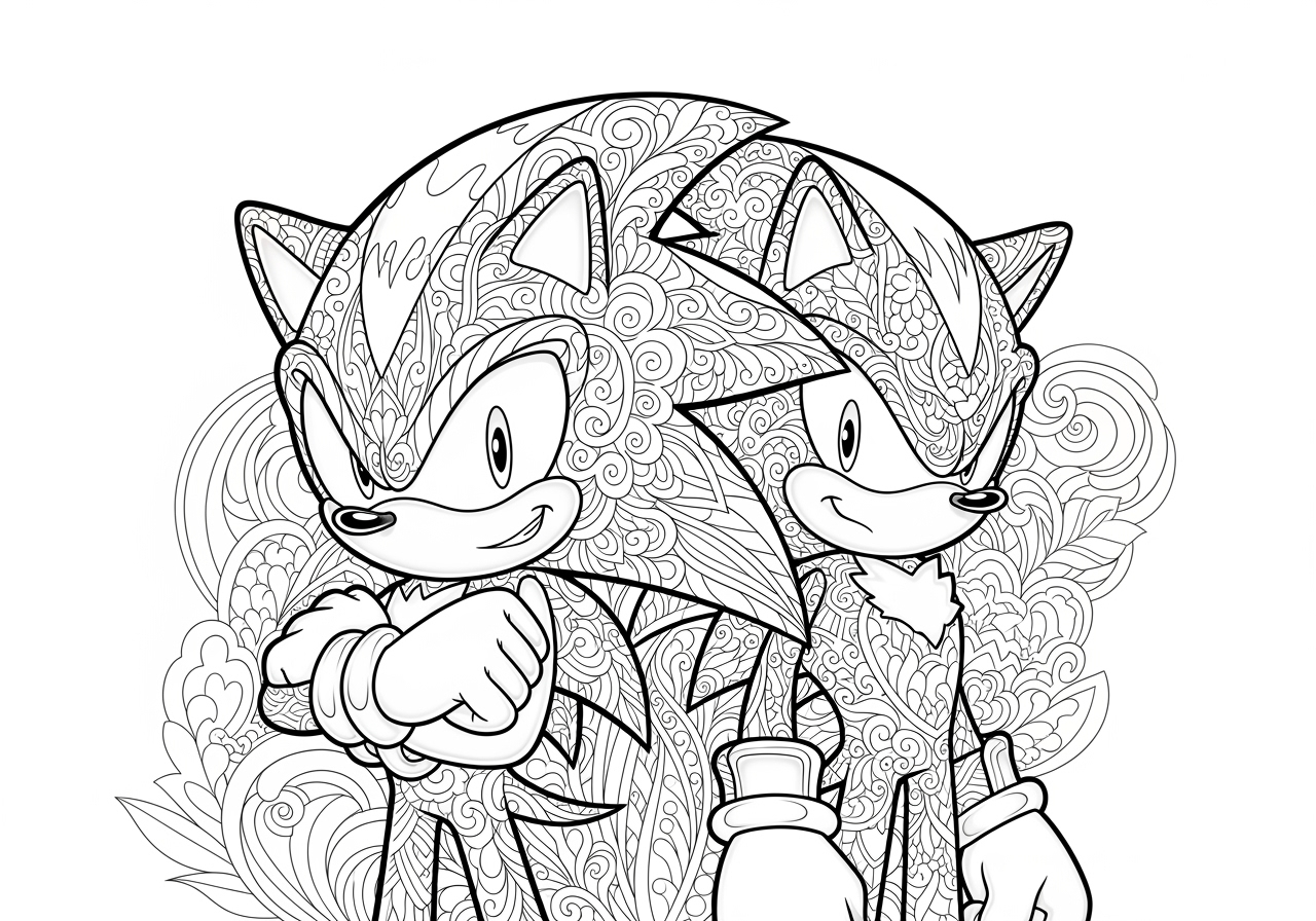 Free Printable Shadow Sonic Color Page For Kids