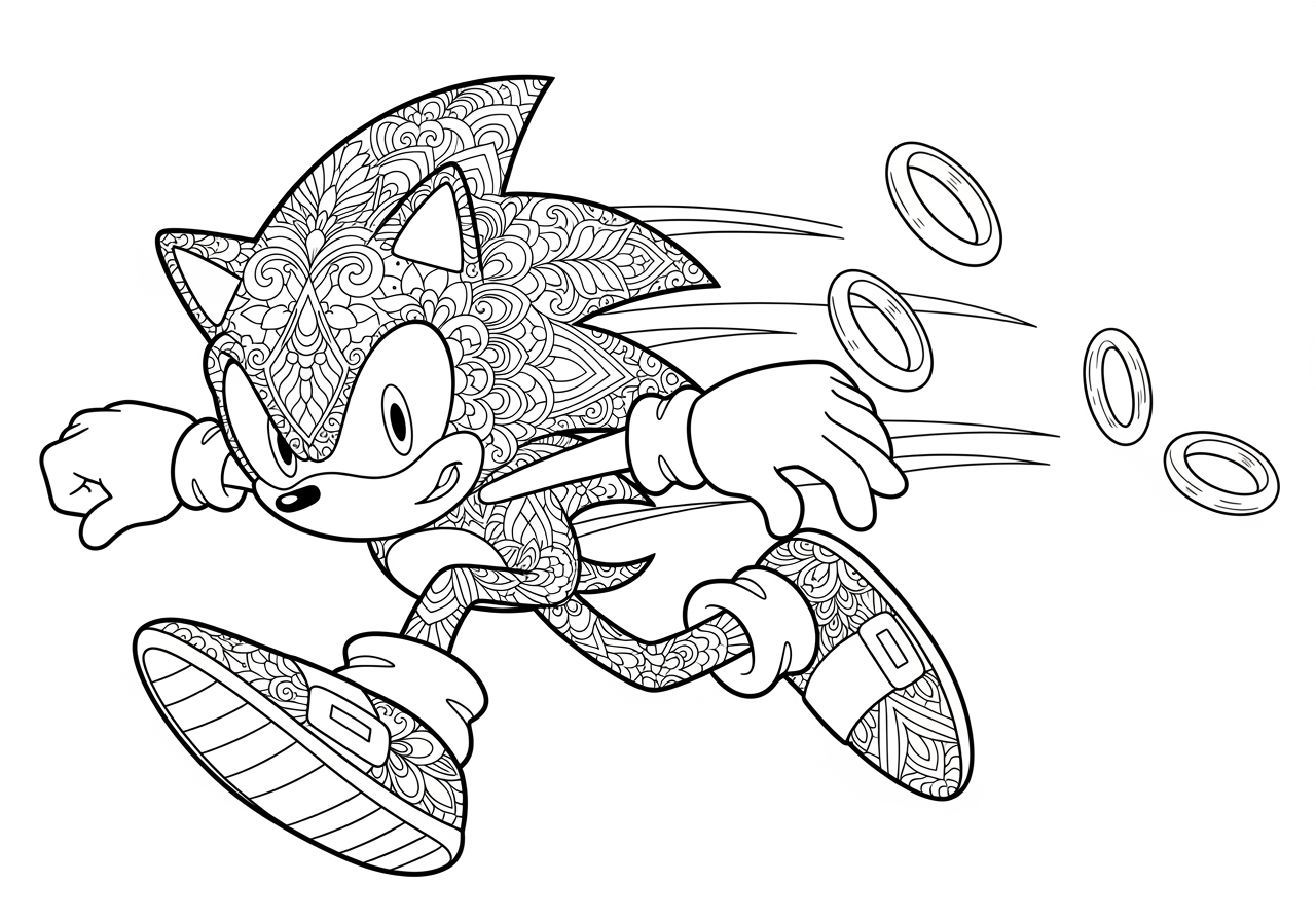 sonic free colouring pages