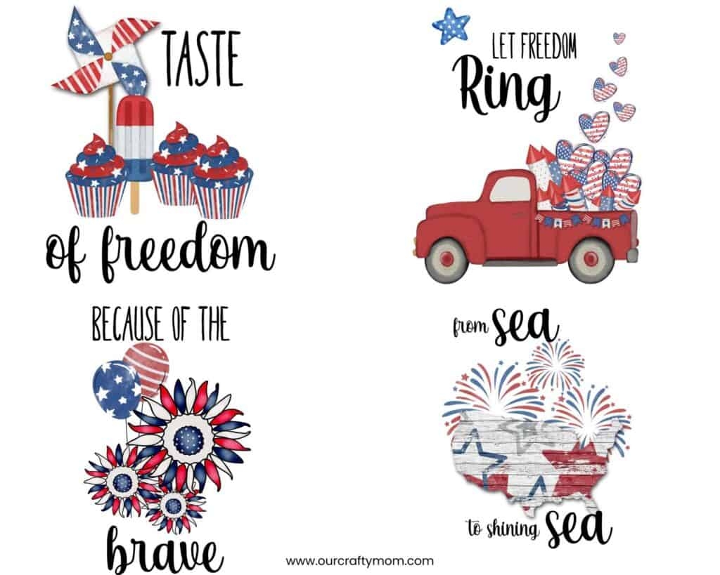 Free Printable Wall Art For 4th Of July Set Of 4 With Little Red Truck  Free Printable Wall Art For 4th Of July Set Of 4 With Little Red Truck