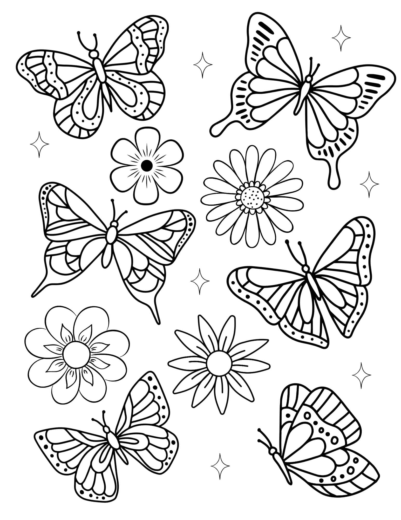 flower butterfly coloring pages