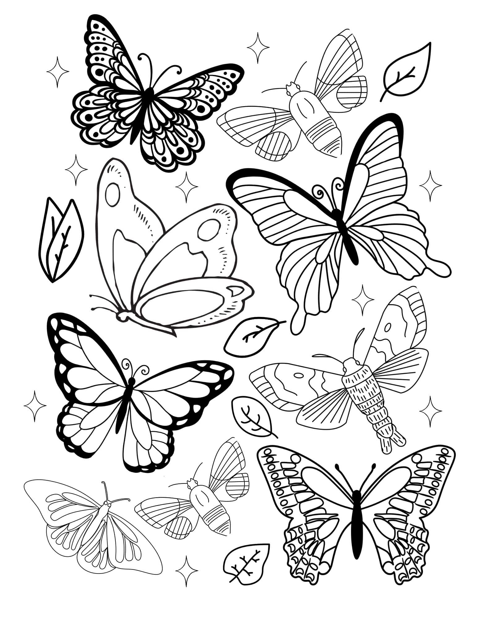 Free Simple Butterfly Coloring Pages Little Moon