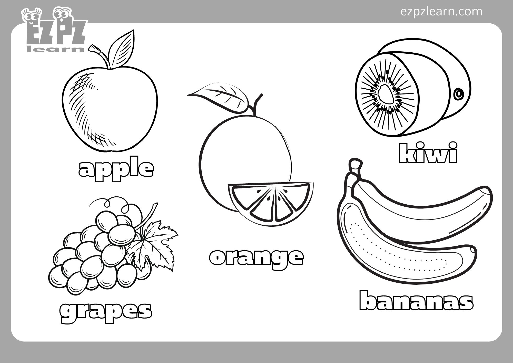 fruit colouring in pages