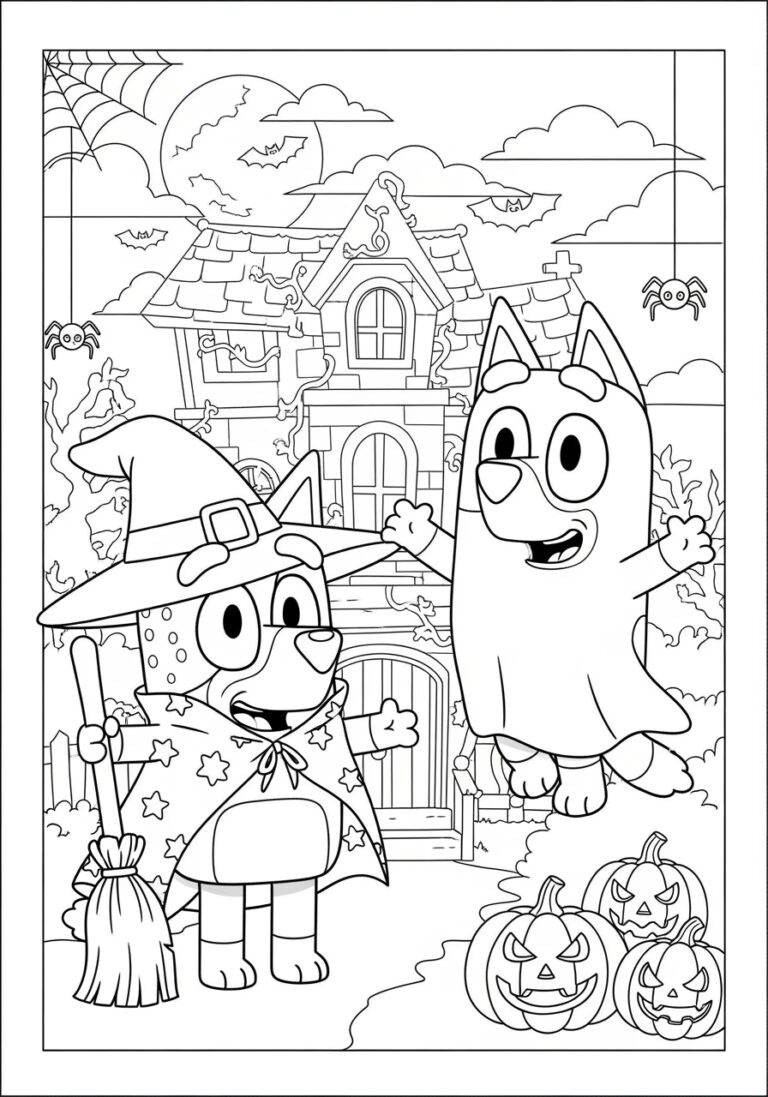 Fun Bluey Halloween Coloring Page For Kids Fun Bluey Halloween Coloring Page For Kids