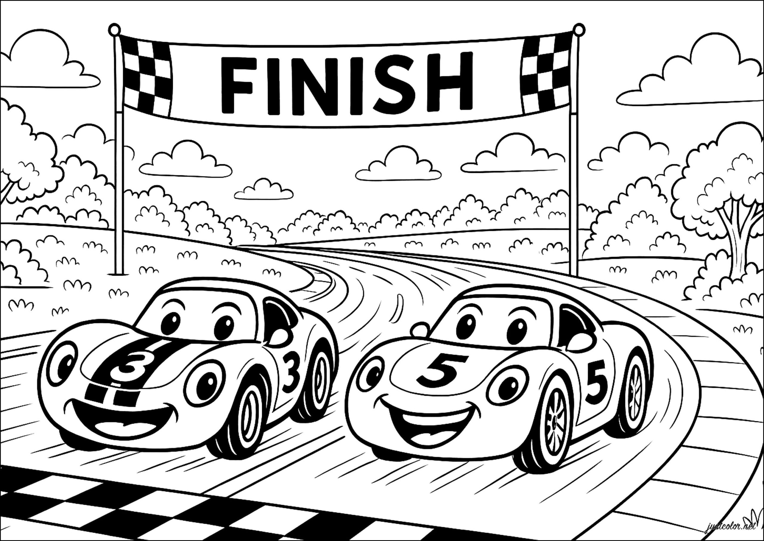 colouring pages racing cars