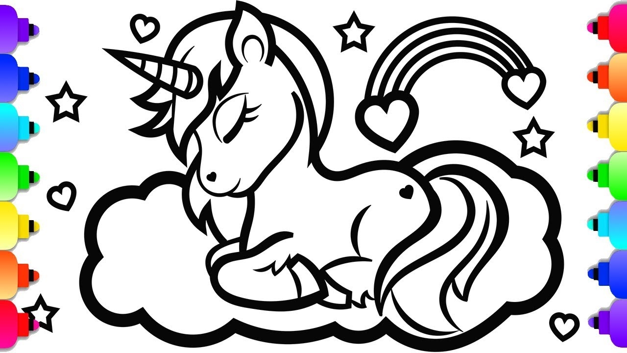 GLITTER Unicorn Coloring And Drawing GLITTER Unicorn Coloring Page YouTube