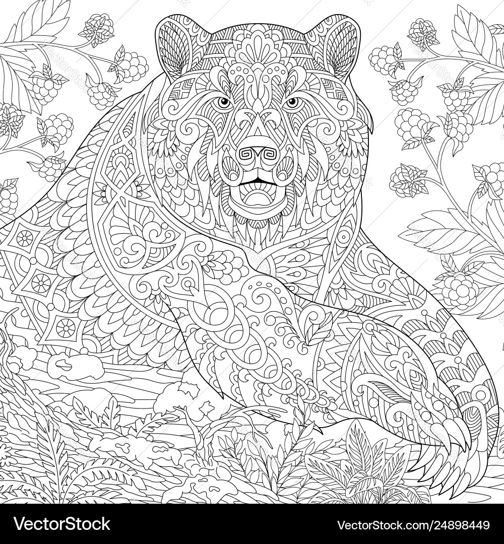 Grizzly Bear Coloring Page Royalty Free Vector Image Grizzly Bear Coloring Page Royalty Free Vector Image