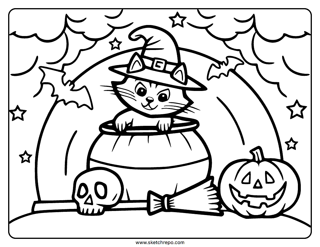 Halloween Cat Coloring Pages Sketch Repo Worksheets Library Halloween Cat Coloring Pages Sketch Repo Worksheets Library