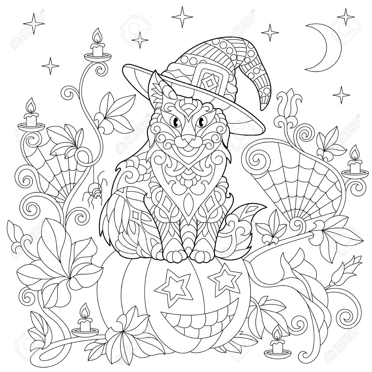 halloween coloring pages cat