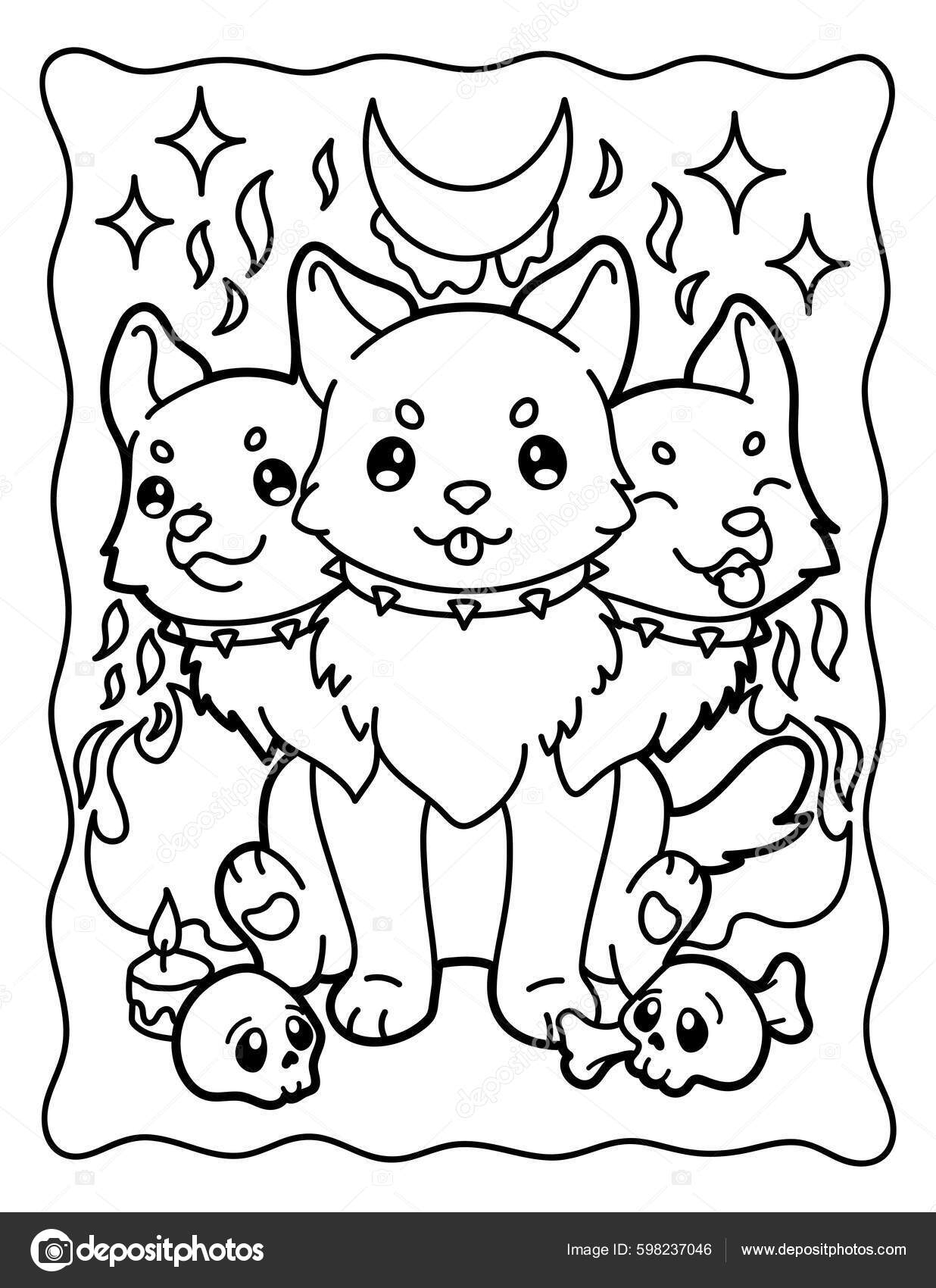 Halloween Coloring Page Dog Heads Horror Stories Witch Animals Black Stock Vektorbild Von meine illustrations 598237046 Halloween Coloring Page Dog Heads Horror Stories Witch Animals Black Stock Vektorbild Von meine illustrations 598237046