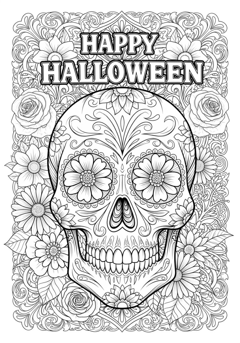Halloween Coloring Page Skull Free Printable Fun