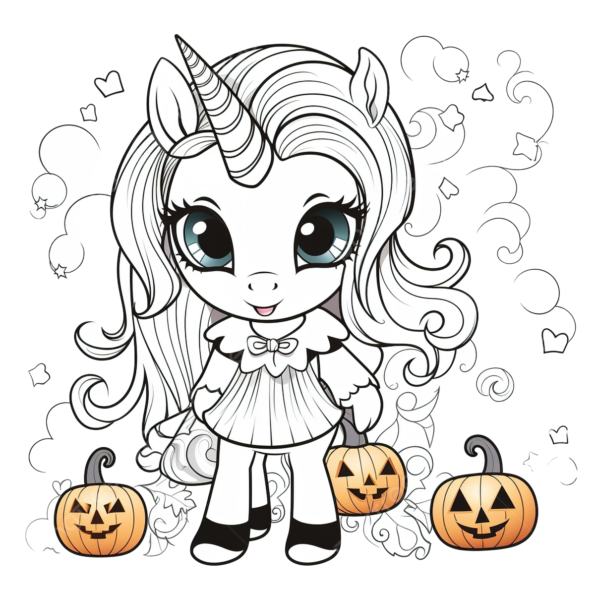 Halloween Coloring Page With Cute Pony In Unicorn Costume Unicorn Drawing Halloween Drawing Ring Drawing PNG Transparent Image And Clipart For Free Download