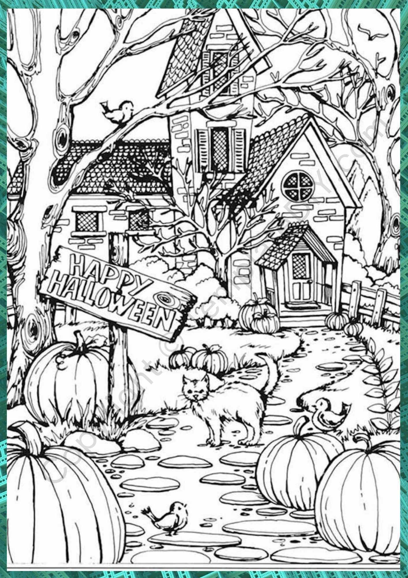 Halloween Coloring Pages For Adults Printable Template PDF Halloween Coloring Pages For Adults Printable Template PDF