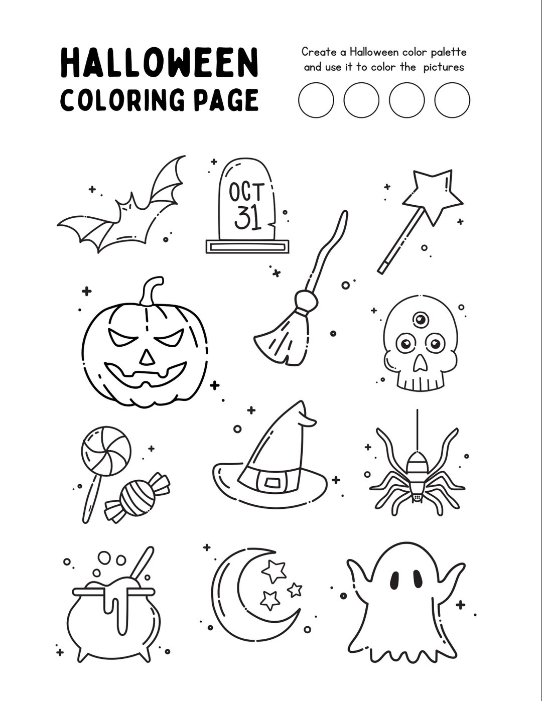 Halloween Coloring Worksheet Etsy Halloween Coloring Worksheet Etsy
