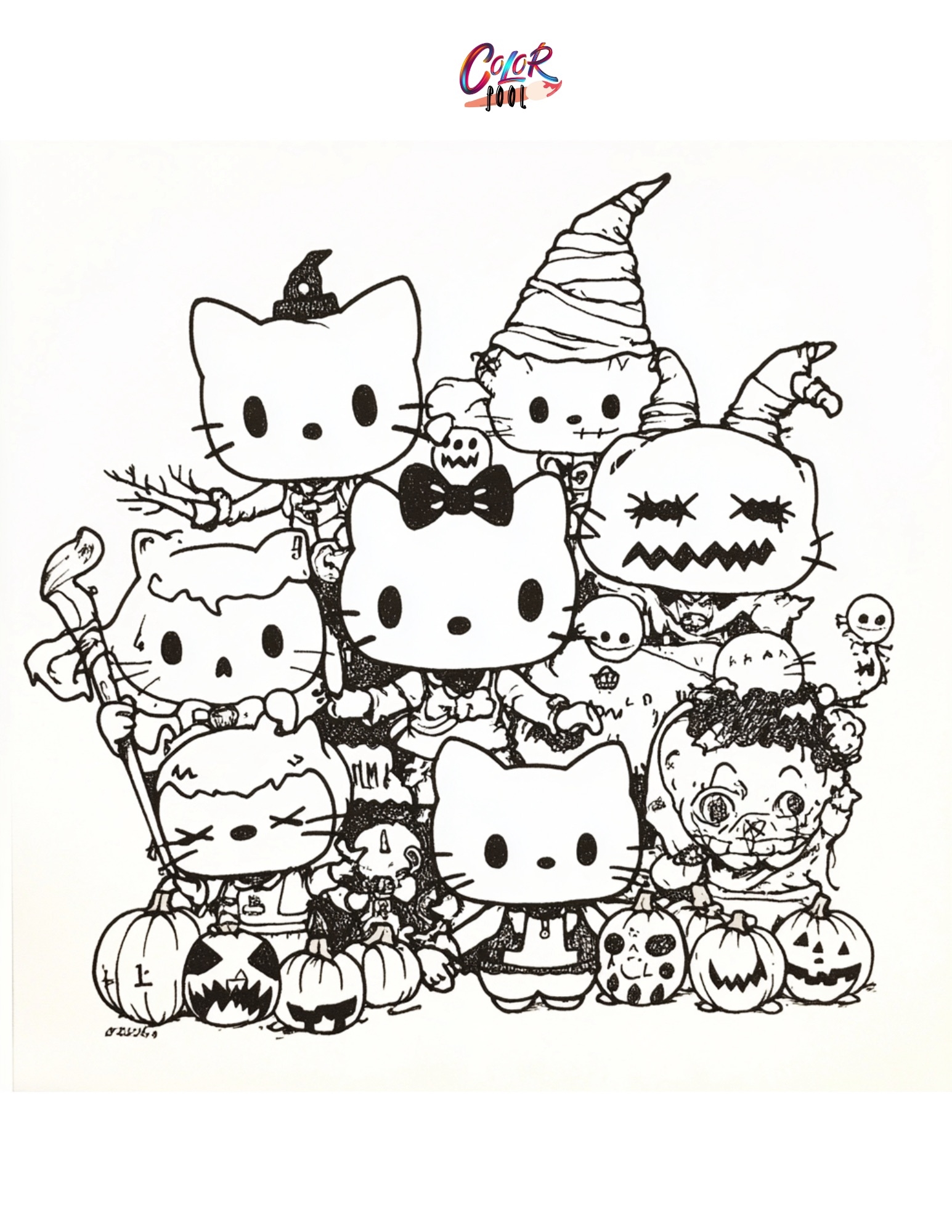 halloween hello kitty coloring pages printable