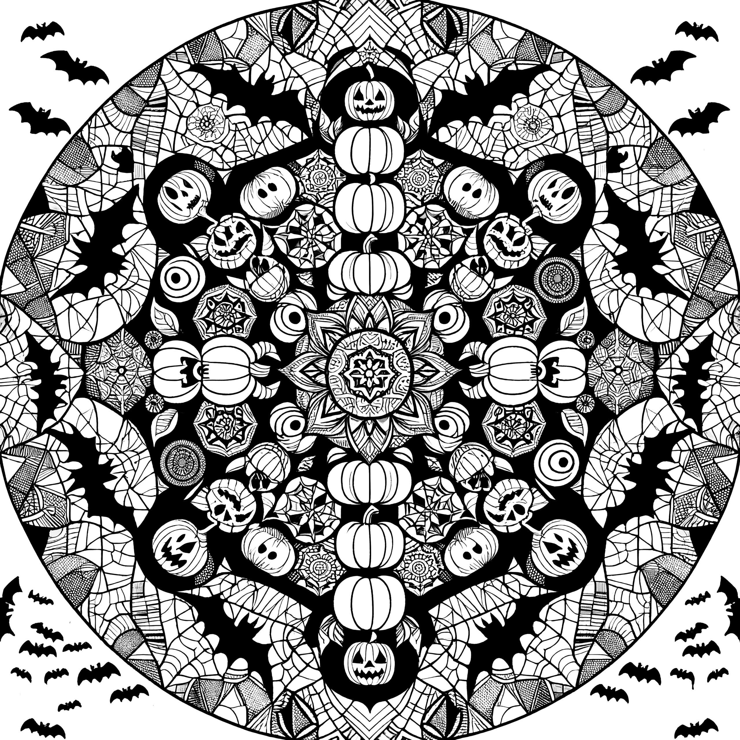 Halloween Mandala Stacked Pumpkins For Printing For Adults free  Halloween Mandala Stacked Pumpkins For Printing For Adults free