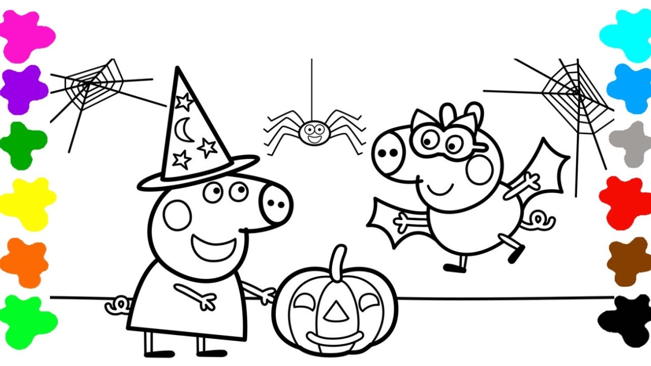 Halloween Peppa Pig Colouring Learn Colours YouTube Halloween Peppa Pig Colouring Learn Colours YouTube