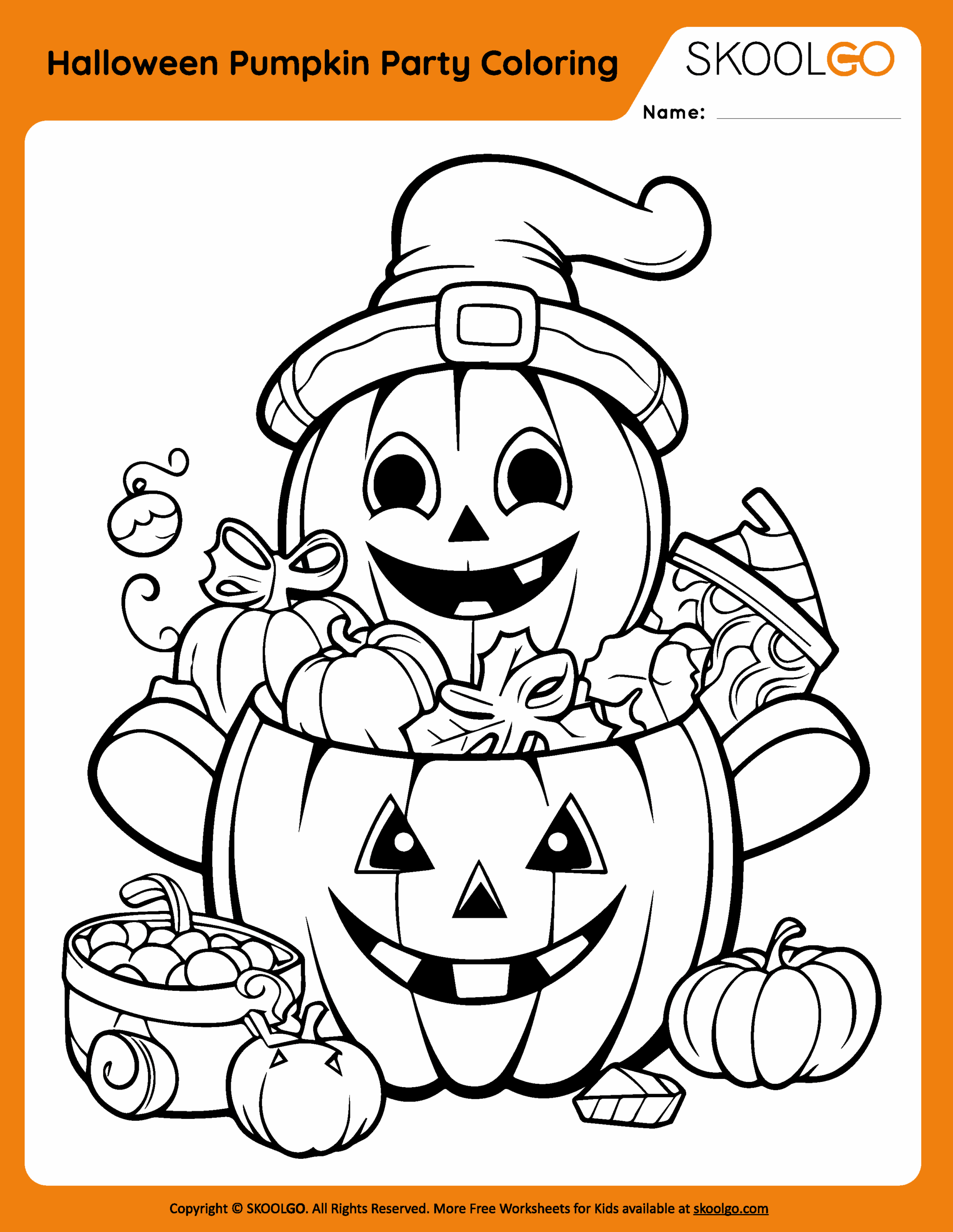 Halloween Pumpkin Party Coloring SKOOLGO Halloween Pumpkin Party Coloring SKOOLGO