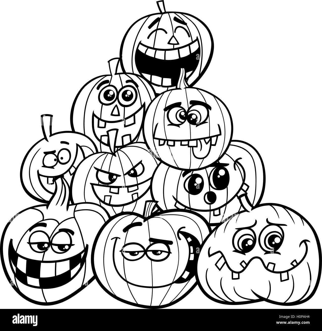 Halloween Pumpkins Coloring Page Stock Vector Image Art Alamy Halloween Pumpkins Coloring Page Stock Vector Image Art Alamy