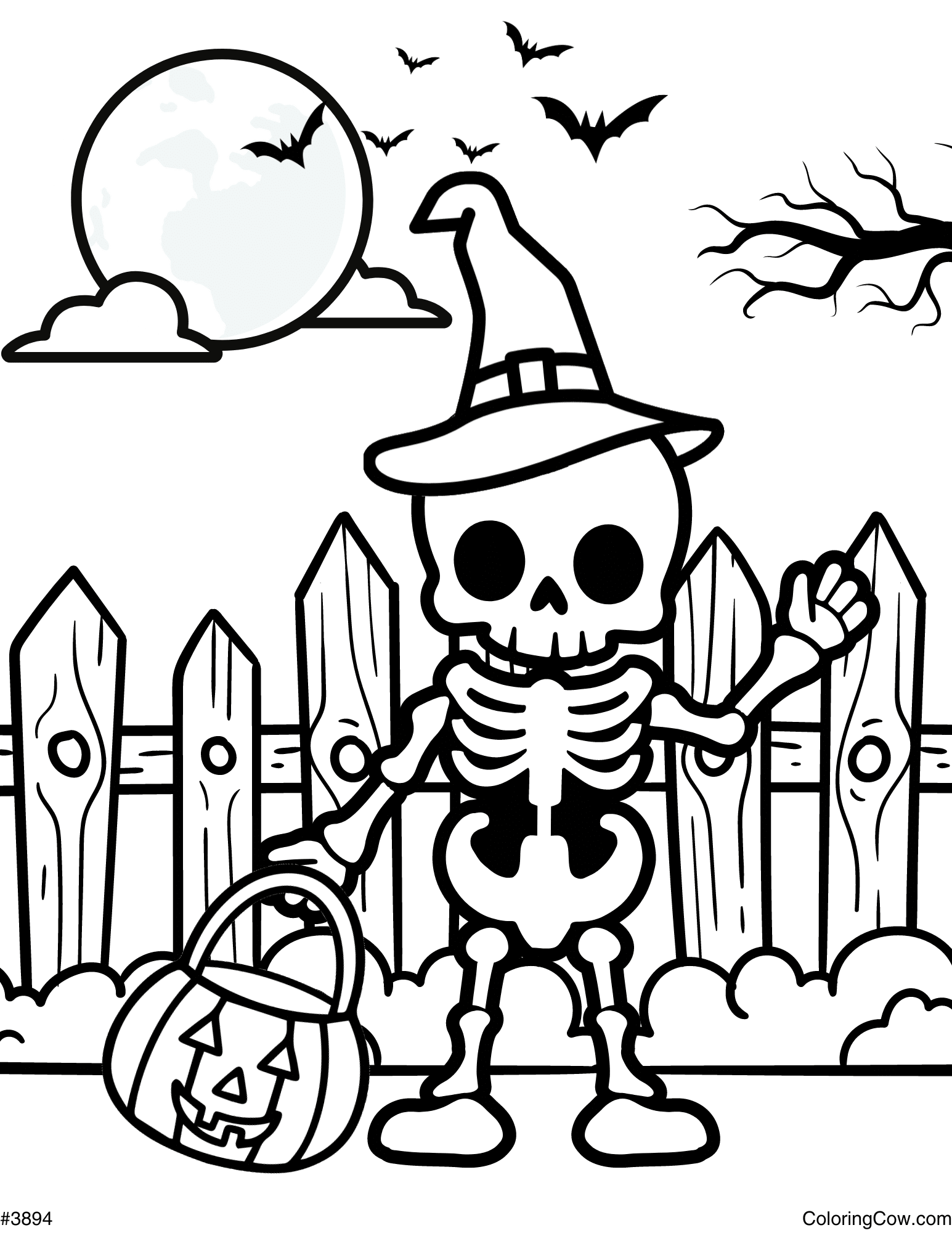 Halloween Skeleton Coloring Page Halloween Skeleton Coloring Page