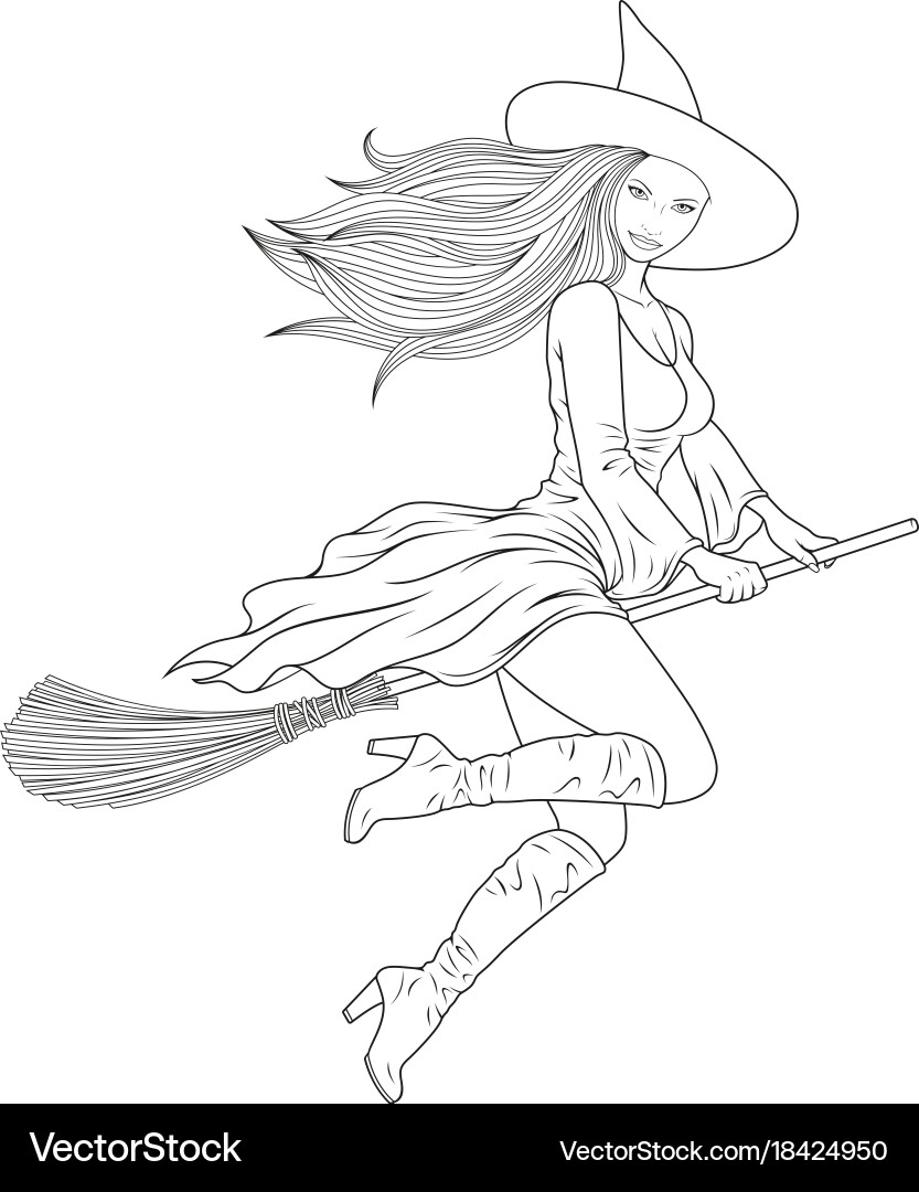Halloween Witch Coloring Page Royalty Free Vector Image Halloween Witch Coloring Page Royalty Free Vector Image