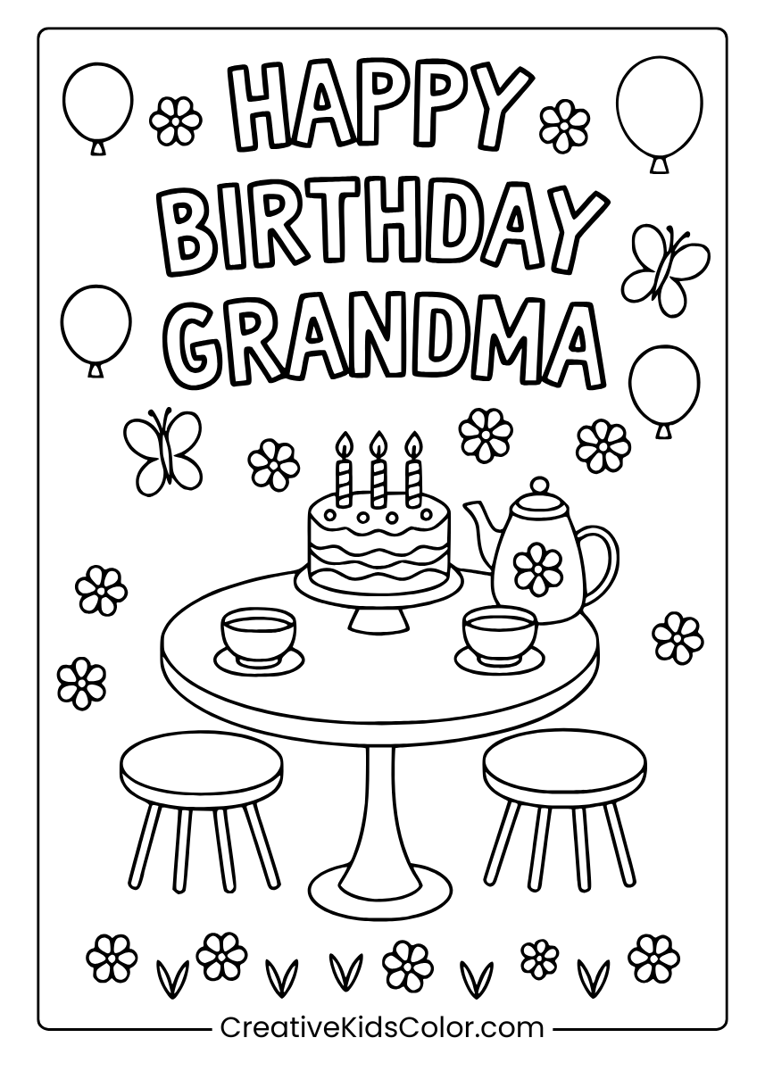 Happy Birthday Coloring Pages 25 Free Printable PDF 