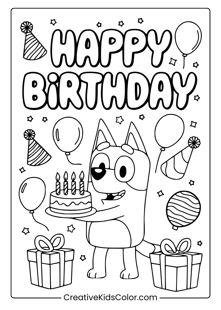 Happy Birthday Coloring Pages 25 Free Printable PDF  Happy Birthday Coloring Pages 25 Free Printable PDF
