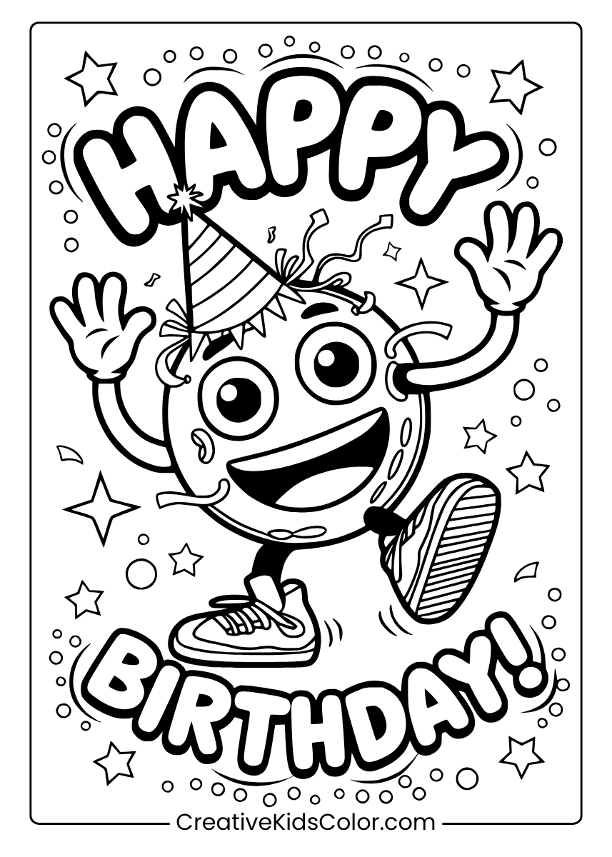 Happy Birthday Coloring Pages 25 Free Printable PDF  Happy Birthday Coloring Pages 25 Free Printable PDF
