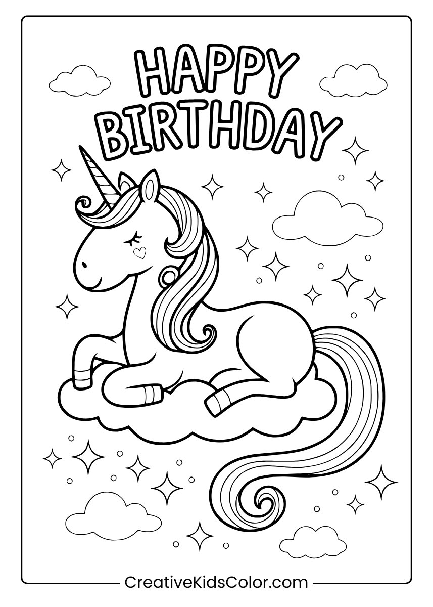 Happy Birthday Coloring Pages 25 Free Printable PDF  Happy Birthday Coloring Pages 25 Free Printable PDF