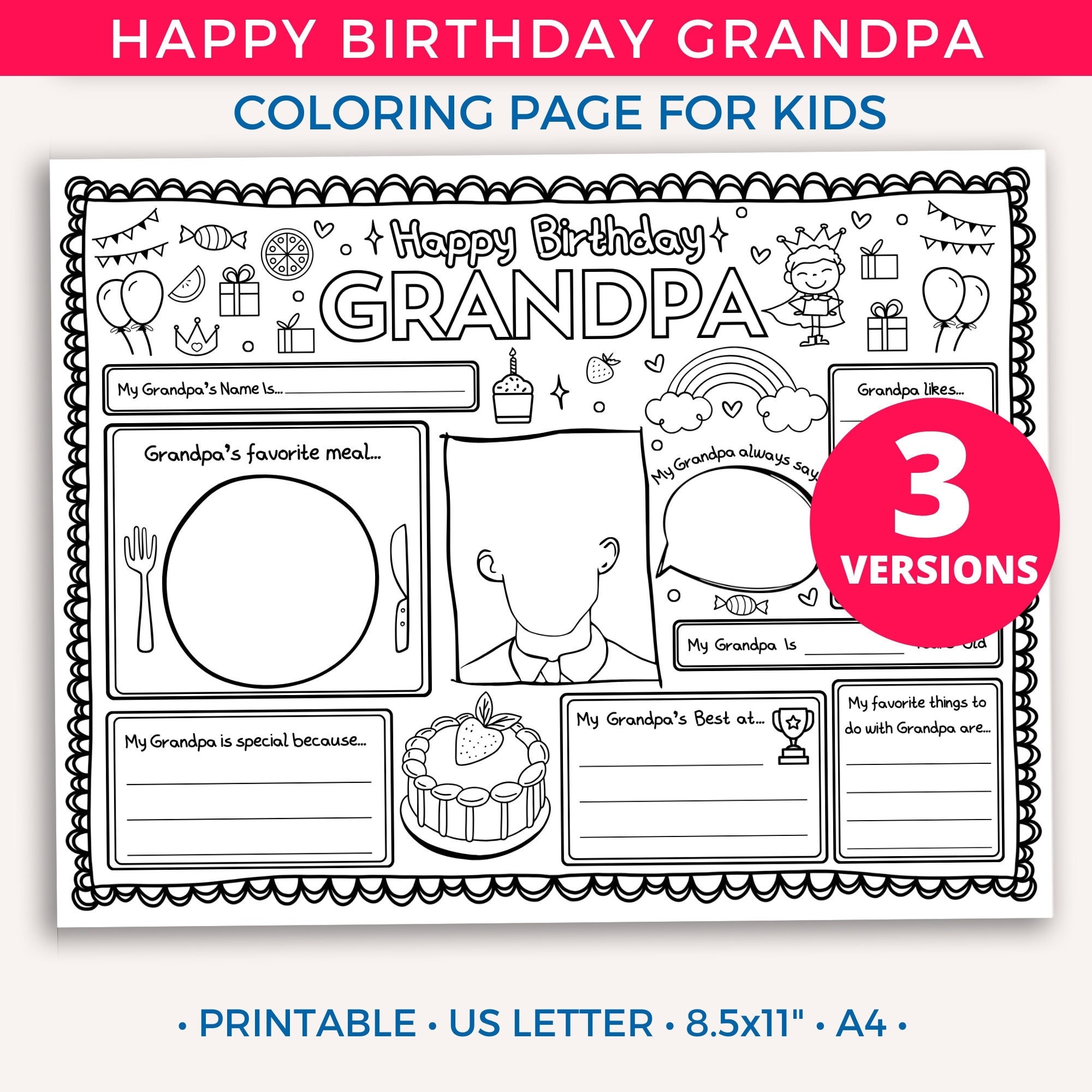 happy birthday grandpa coloring page happy birthday grandpa coloring page