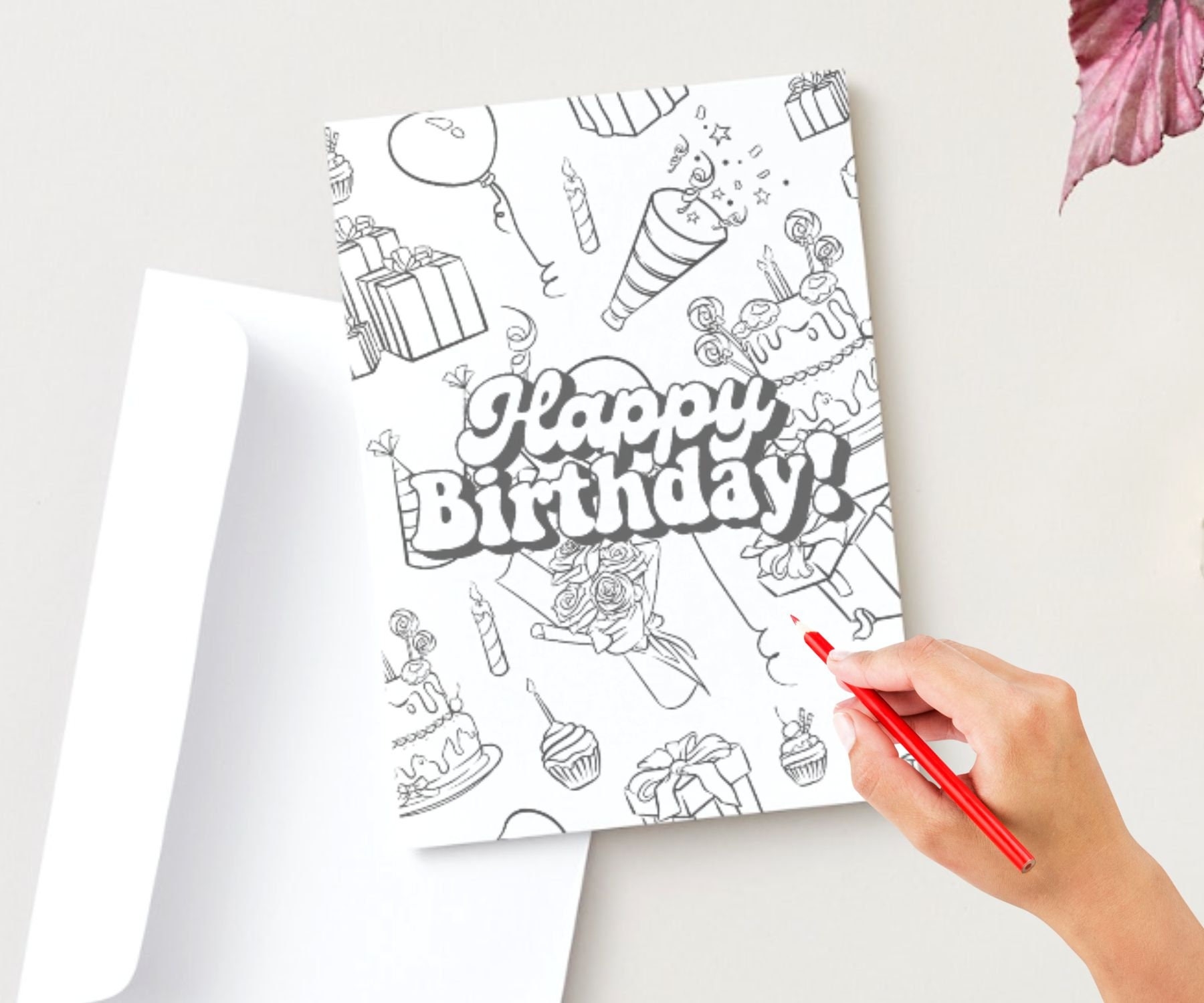 HAPPY BIRTHDAY Printable Folding Coloring Card Bonus Coloring Page Etsy Denmark HAPPY BIRTHDAY Printable Folding Coloring Card Bonus Coloring Page Etsy Denmark