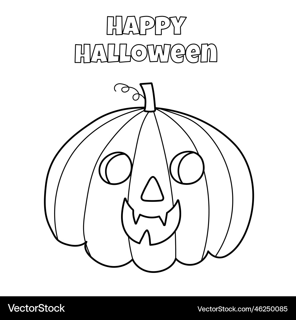 Happy Halloween Coloring Page With Cute Pumpkin Vector Image Happy Halloween Coloring Page With Cute Pumpkin Vector Image