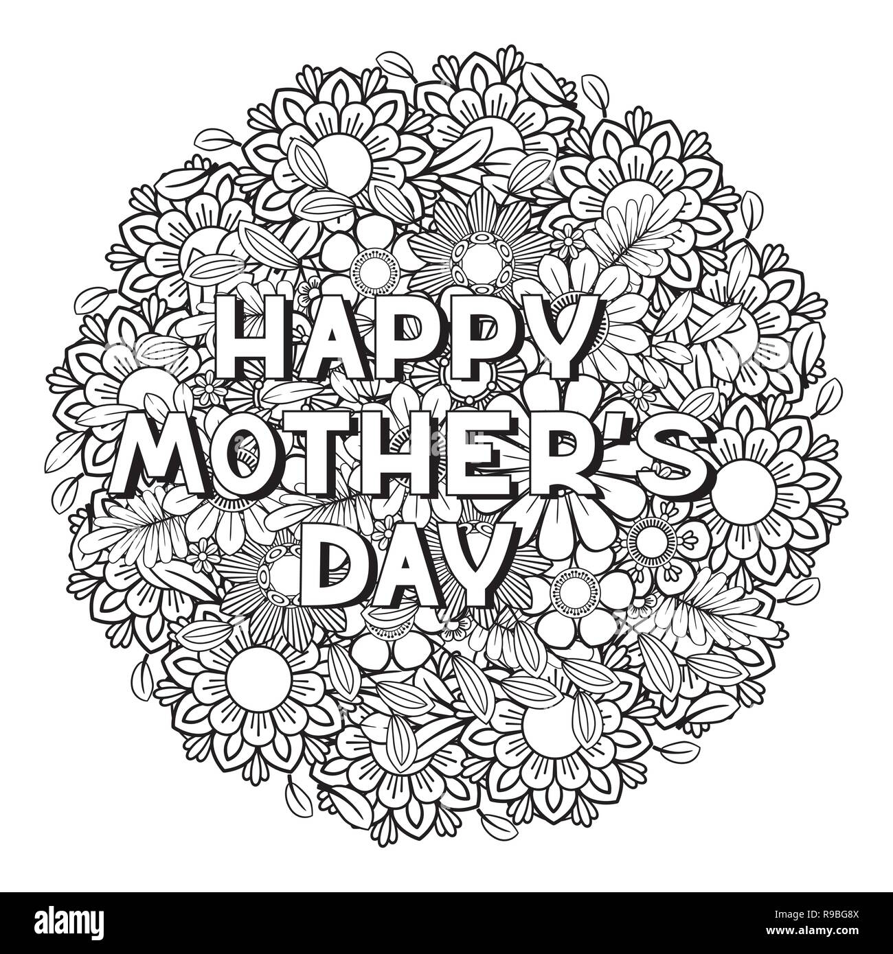 Happy Mother s Day Coloring Page For Adult Coloring Book Black And White Vector Illustration Isolated On White Background Stock Vector Image Art Alamy Happy Mother s Day Coloring Page For Adult Coloring Book Black And White Vector Illustration Isolated On White Background Stock Vector Image Art Alamy