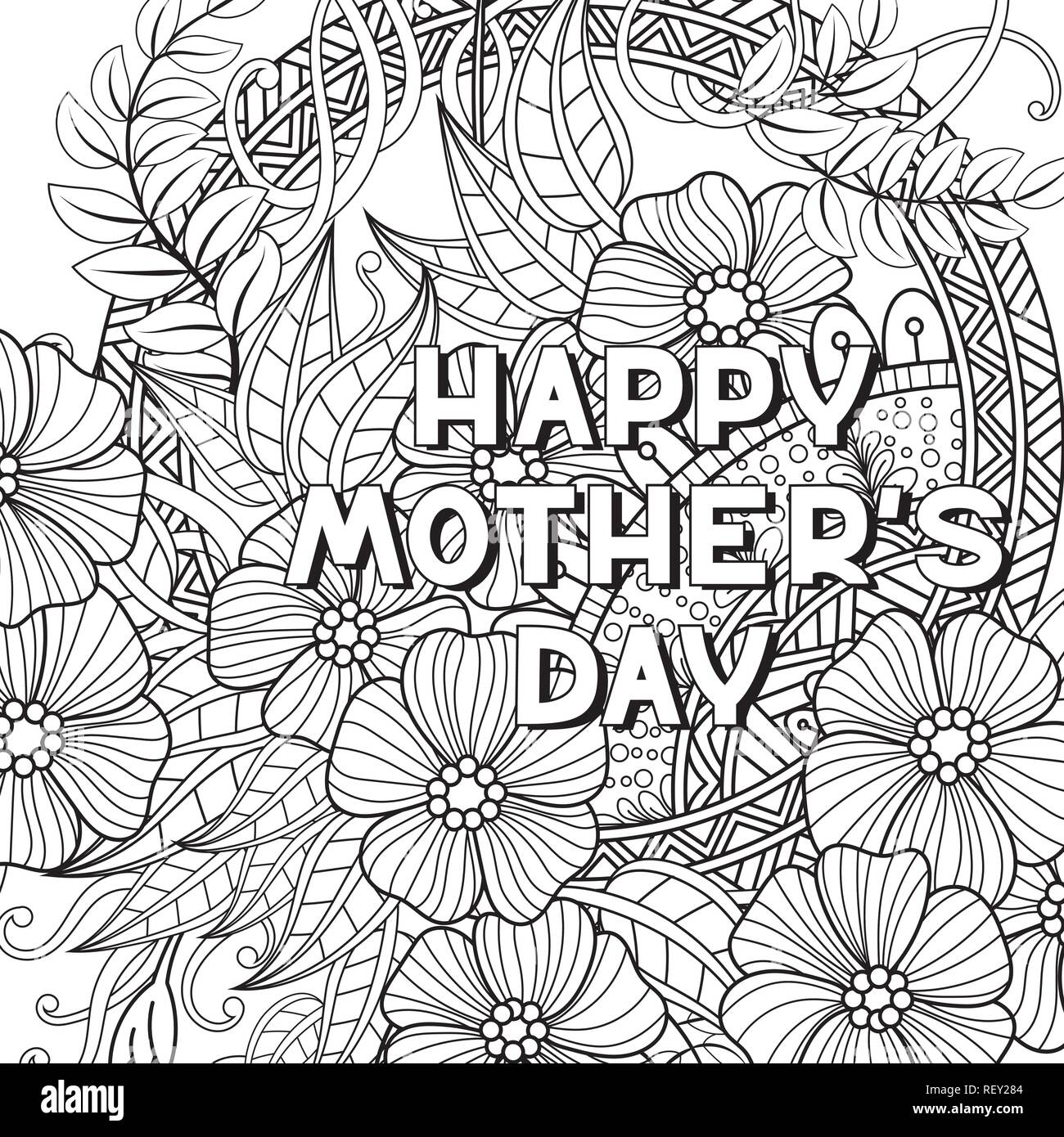 Happy Mother s Day Coloring Page For Adult Coloring Book Black And White Vector Illustration Isolated On White Background Stock Vector Image Art Alamy Happy Mother s Day Coloring Page For Adult Coloring Book Black And White Vector Illustration Isolated On White Background Stock Vector Image Art Alamy