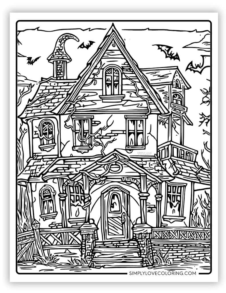 halloween house coloring page halloween house coloring page
