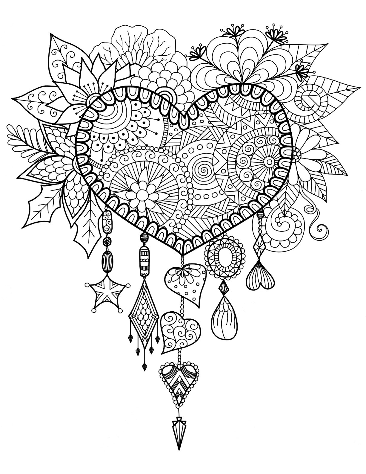 Heart shaped Dream Catcher Dreamcatcher Coloring Pages For Adults Heart shaped Dream Catcher Dreamcatcher Coloring Pages For Adults