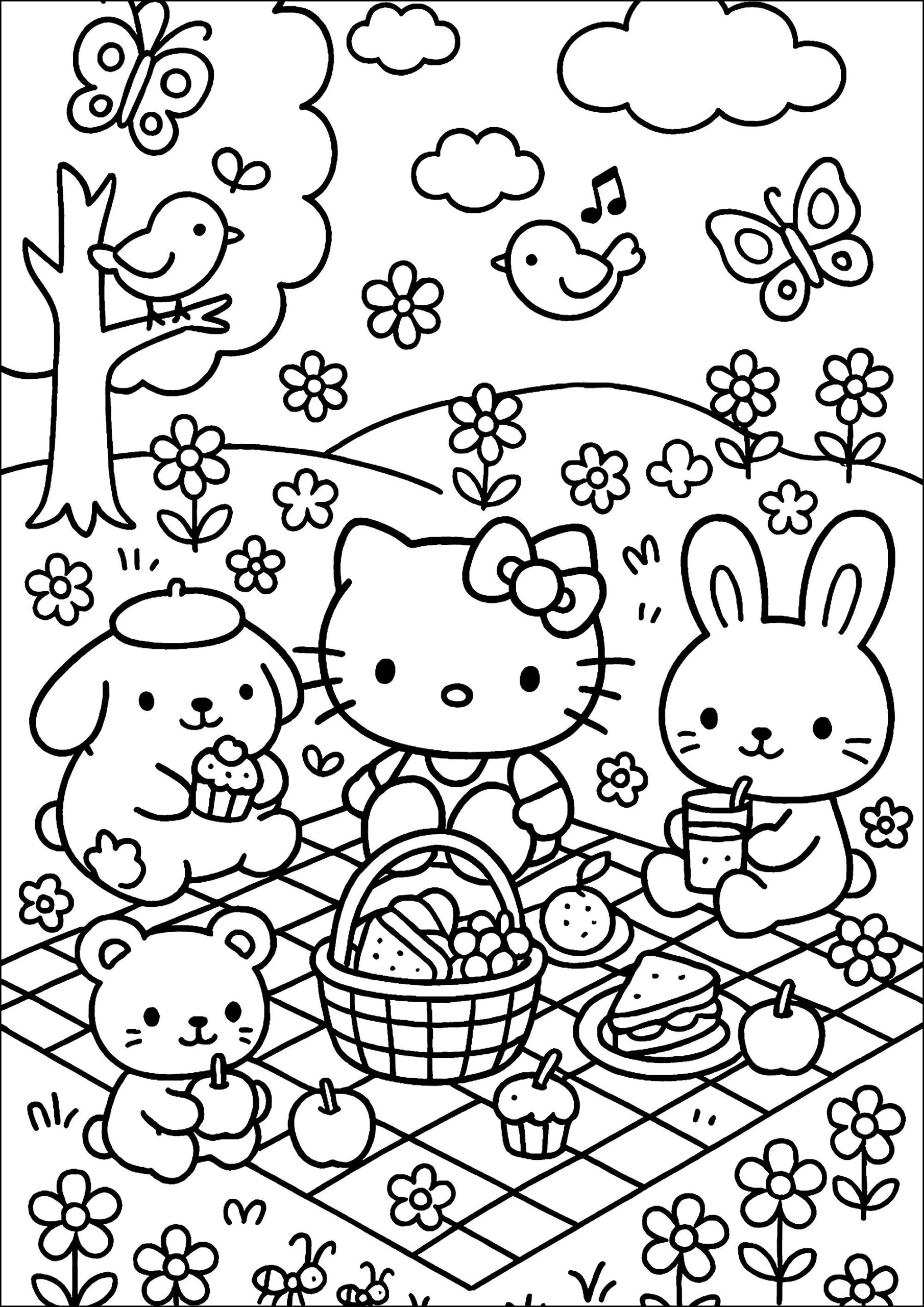 Hello Kitty And Friends Picnic Hello Kitty Coloring Pages Hello Kitty And Friends Picnic Hello Kitty Coloring Pages