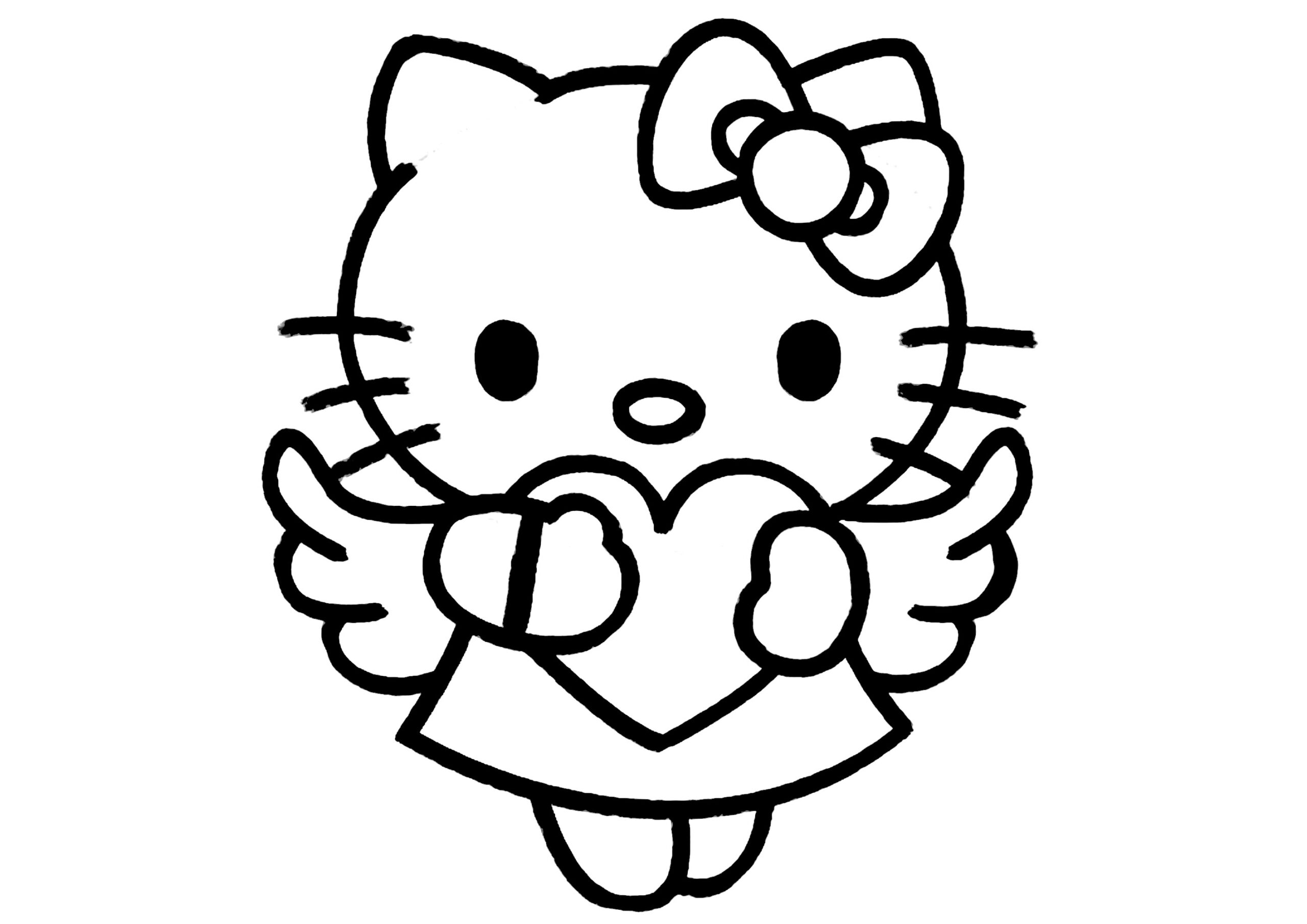 Hello Kitty As A Little Angel Carrying A Heart Hello Kitty Coloring Pages Hello Kitty As A Little Angel Carrying A Heart Hello Kitty Coloring Pages
