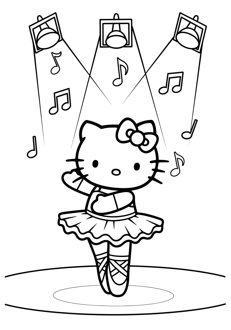 Hello Kitty Ballerina Coloring Page Free Printable