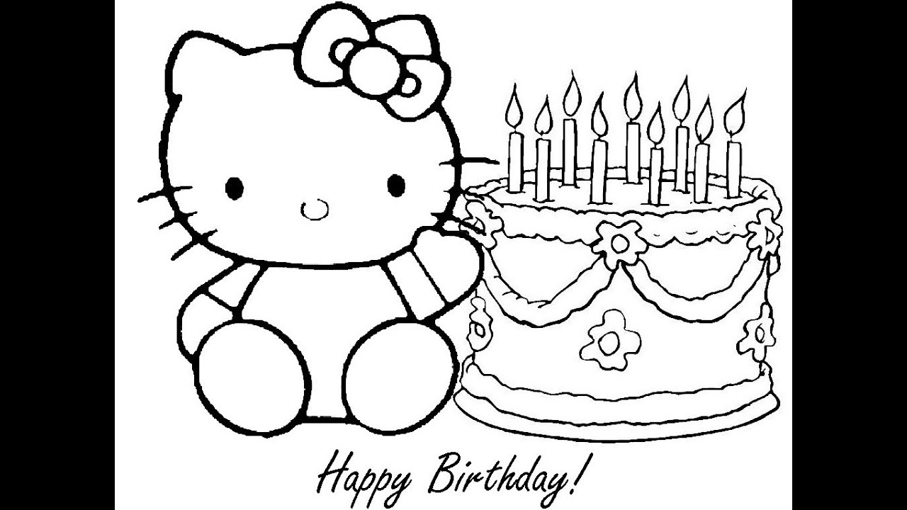 Hello Kitty Birthday Coloring Pages YouTube Hello Kitty Birthday Coloring Pages YouTube