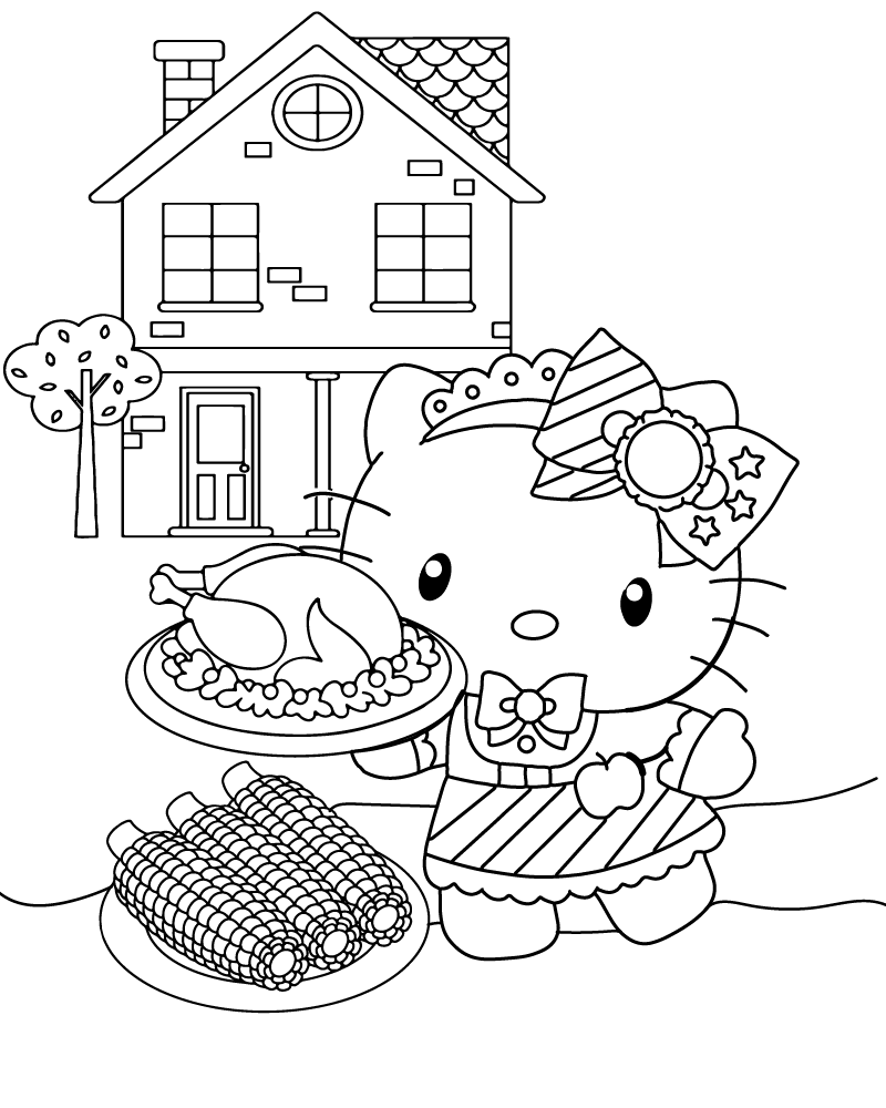 Hello Kitty Collectible Thanksgiving Coloring Page Hello Kitty Collectible Thanksgiving Coloring Page
