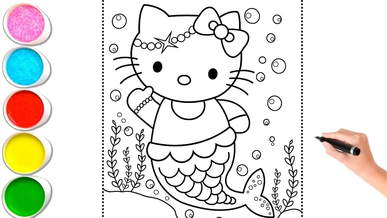 Hello Kitty Mermaid Drawing And Coloring Easy Drawing For Kids YouTube Hello Kitty Mermaid Drawing And Coloring Easy Drawing For Kids YouTube