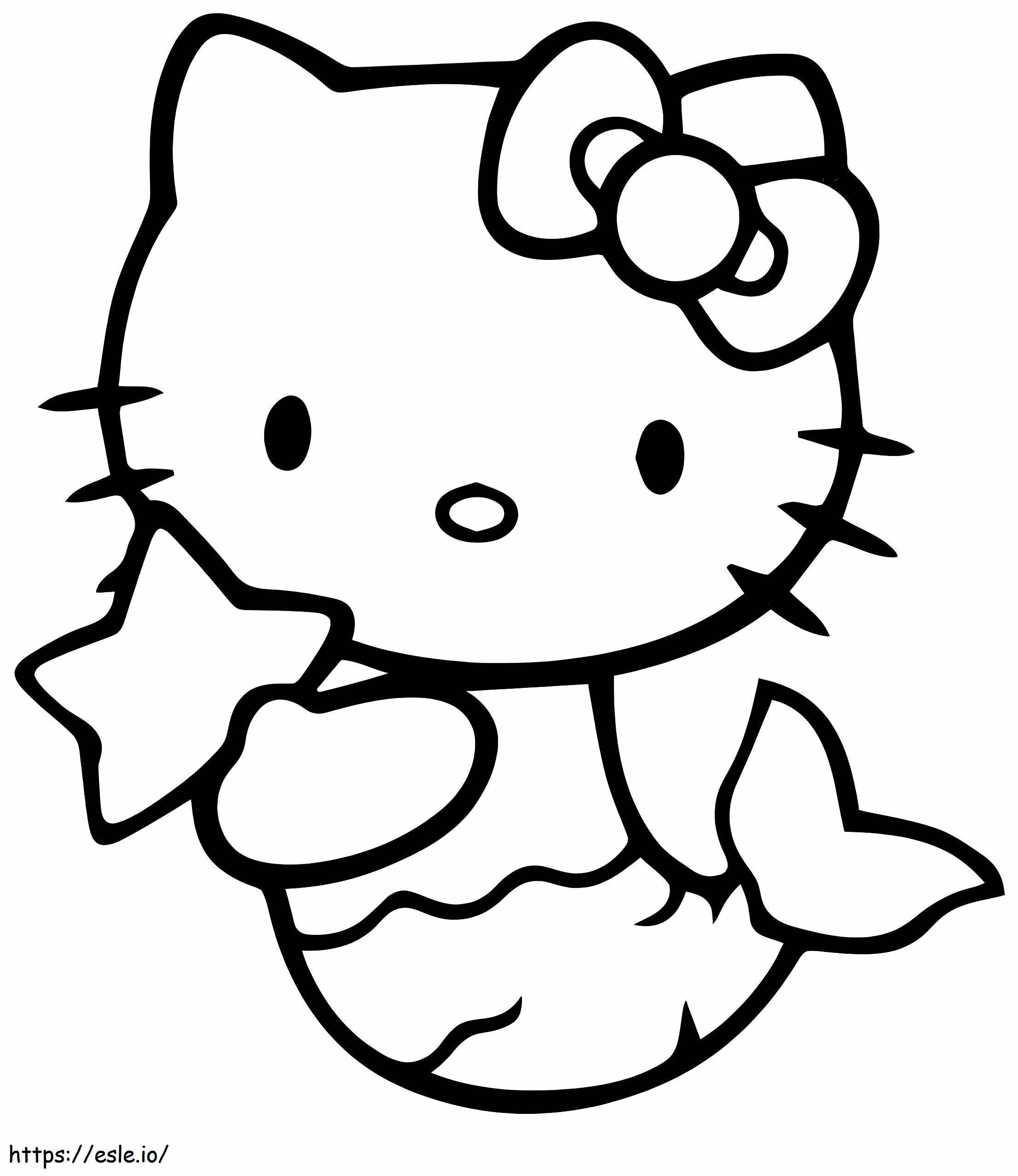 Hello Kitty Mermaid With Star Coloring Page Hello Kitty Mermaid With Star Coloring Page