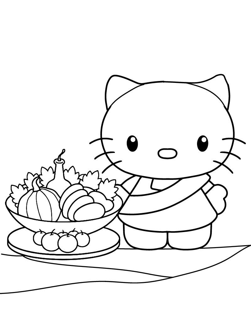 Hello Kitty Thanksgiving Coloring Pages Coloring Page