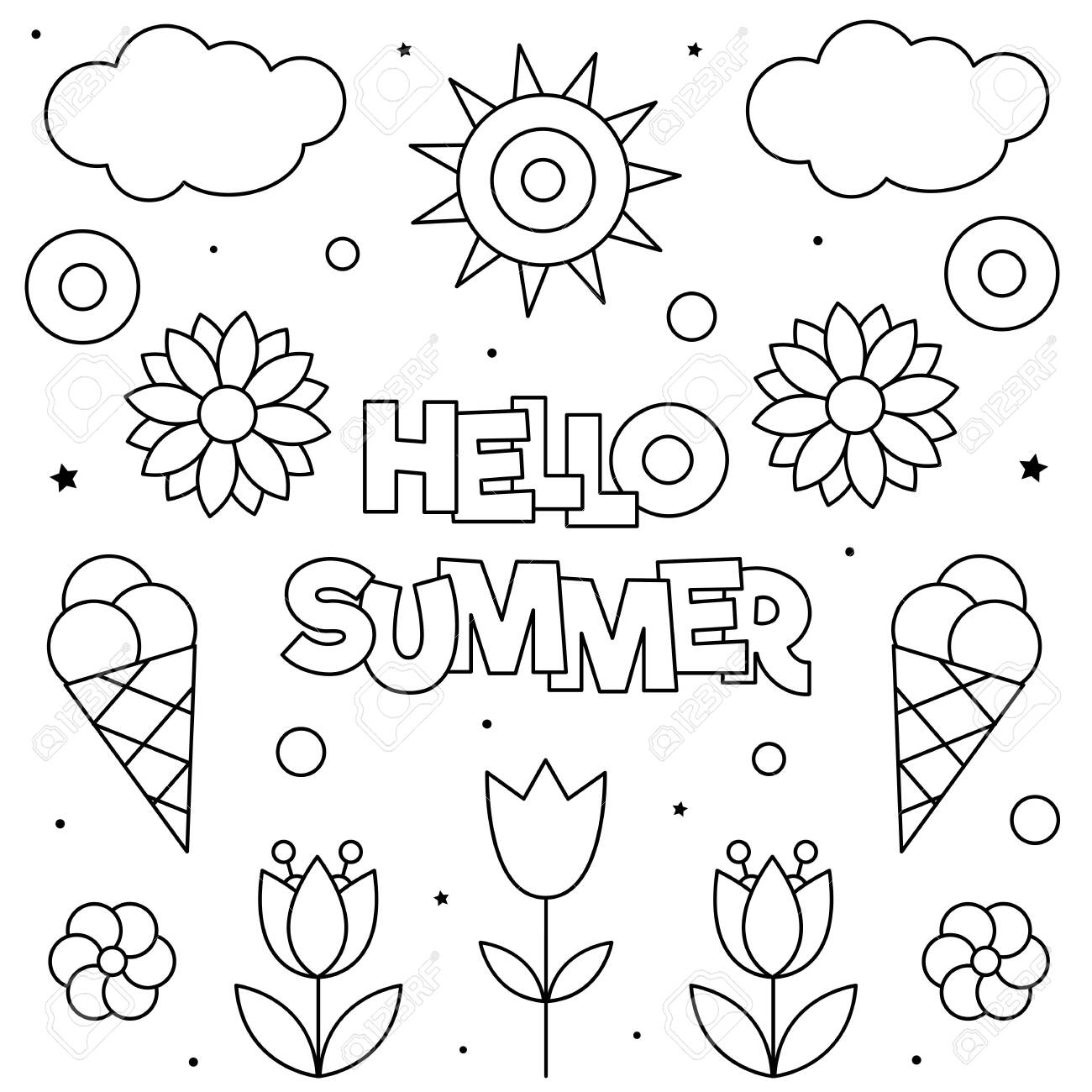 hello summer coloring pages
