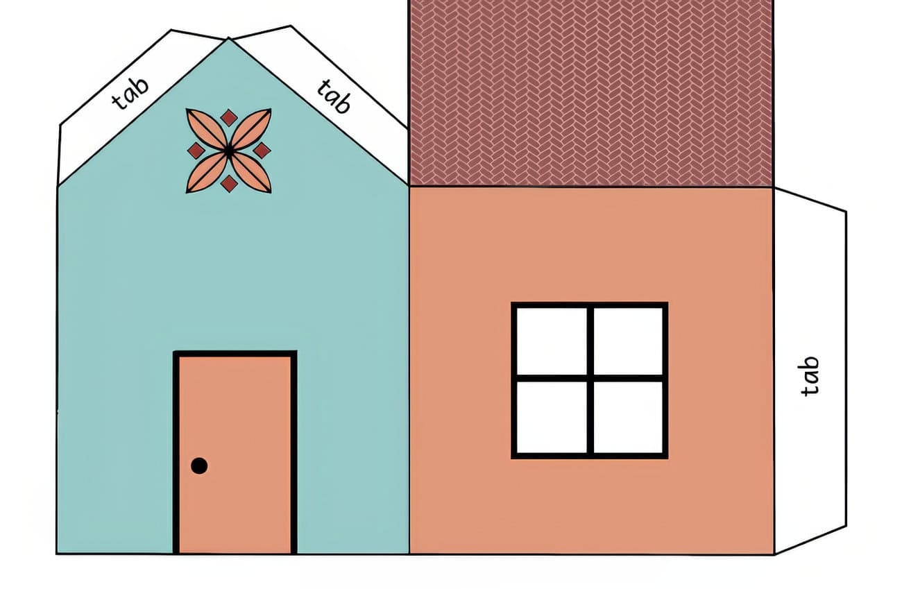 House Cutout Crafts To Color Print Color Cut Fold To Make A 3D Building At PrintColorFun