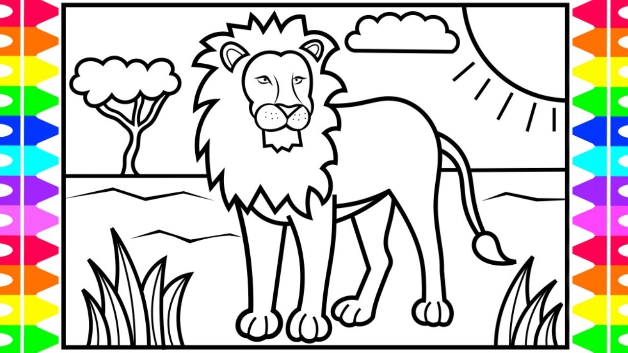 How To Draw A LION For Kids LION Drawing And Coloring Pages For Kids YouTube How To Draw A LION For Kids LION Drawing And Coloring Pages For Kids YouTube