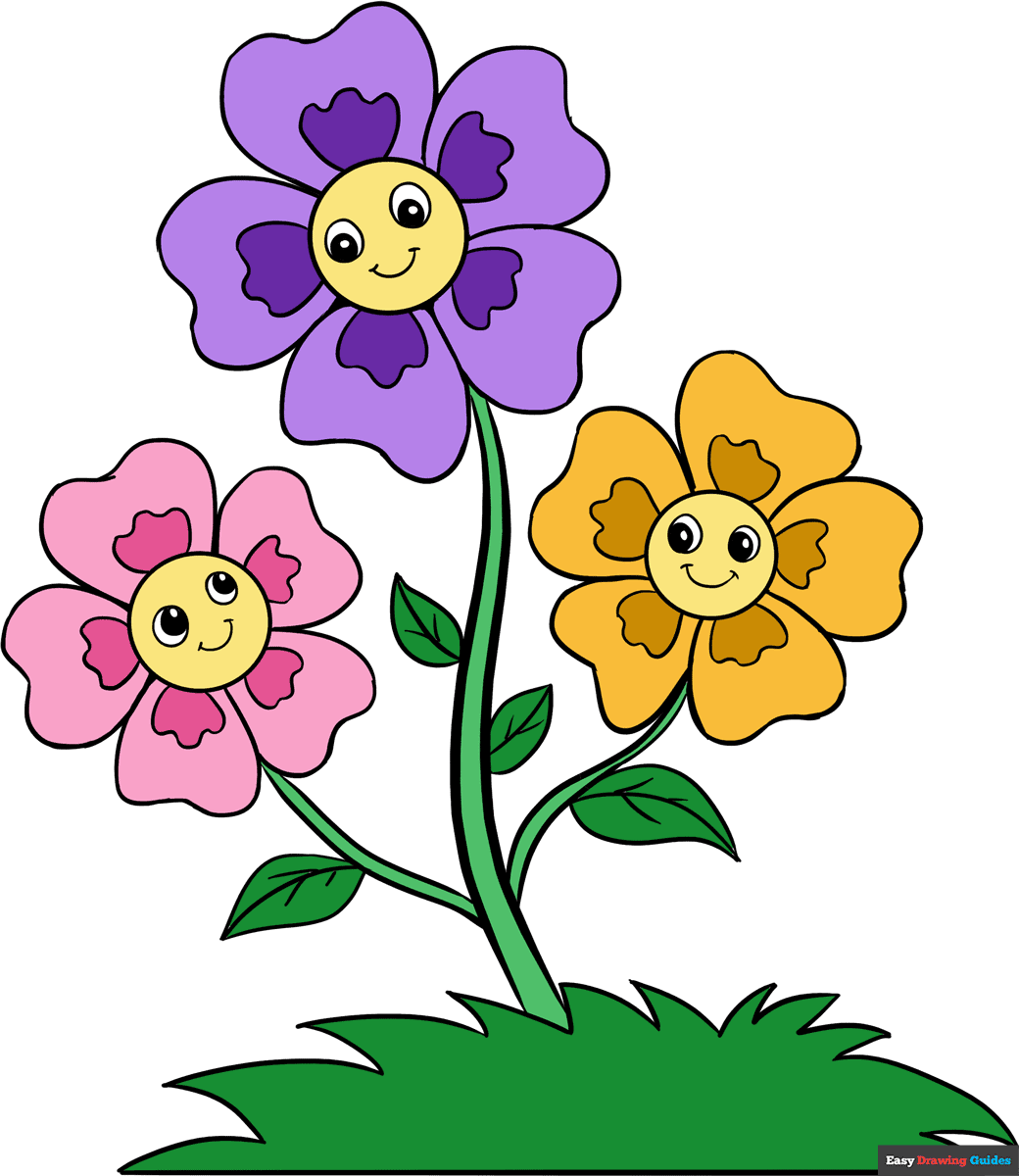 How To Draw Cartoon Flowers Easy Step By Step Drawing Guides How To Draw Cartoon Flowers Easy Step By Step Drawing Guides